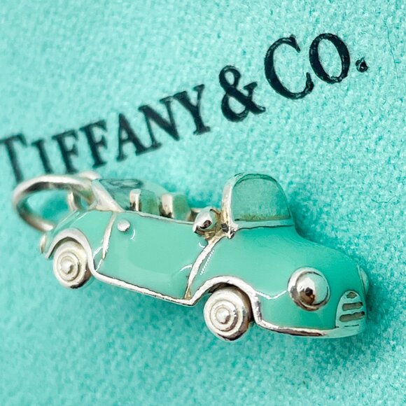 Tiffany & Co. Blue Enamel Convertible Car Charm Sterling Silver Pendant - Picture 14 of 16